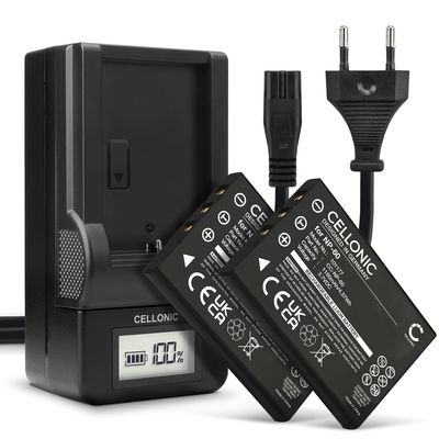 2x Batteria per JAY-tech JayCam CX330, JayCam DC6000, Jay Media i5100, JayCam DXC11 1180mAh + Caricabatteria, marca CELLONIC, ricambi di lunga durata per macchine fotografiche e videocamere