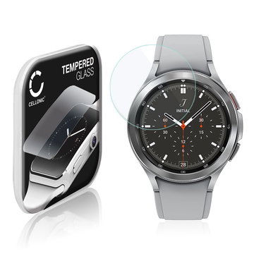 Vetrino protettivo 9H CELLONIC per Samsung Galaxy Watch 4 Classic - 46mm (SM-R890, SM-R895), (2.5D Screen protector 0,33mm per smartwacht, braccialetto fitness Full Glue), colore Trasparente, pellicola salva-schermo di orologio smartwatch