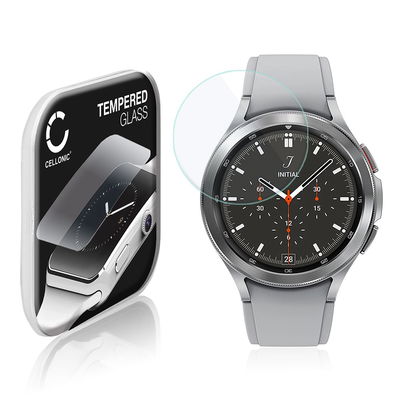 Vetrino protettivo 9H CELLONIC per Samsung Galaxy Watch 4 Classic - 46mm (SM-R890, SM-R895), (2.5D Screen protector 0,33mm per smartwacht, braccialetto fitness Full Glue), colore Trasparente, pellicola salva-schermo di orologio smartwatch