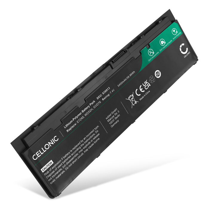 Batteria per portatile Dell Latitude E7240, Latitude E7250, Latitude 12 7000, WD52H, GVD76, HJ8KP ricambio per laptop 5400mAh 7.4V 