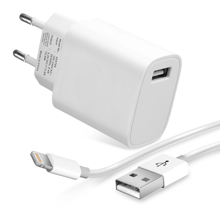 Apple iPhone 13 Pro Max Caricabatteria marcato subtel caricatore + Cavo USB con connettore Lightning 8 Pin