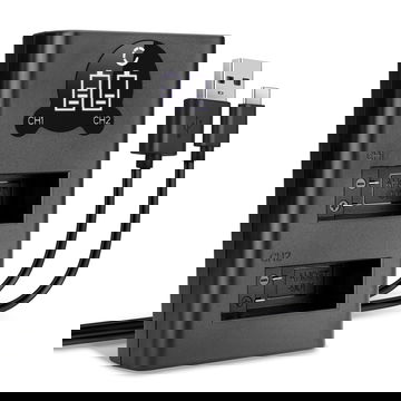 Caricatore USB doppio (AHDBT-901) per GoPro Hero 9, Hero 10, Hero 11 + 1m + Cavo USB di CELLONIC