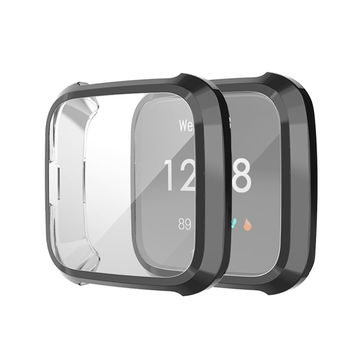 Protezione subtel TPU per FitBit Versa Lite custodia integrale assorbi-urti per smartwatch, guscio nero cover protettiva per dispaly