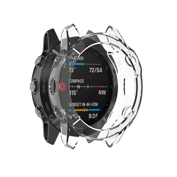 Protezione subtel in TPU per Garmin Fenix 6 / Fenix 6 Pro / Fenix 6 Solar - 47mm custodia assorbi-urti per smartwatch, Trasparente, cover protettiva di bordi, ghiera, lunette e anse