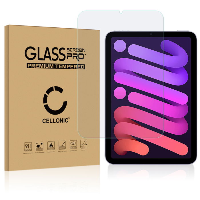 Vetrino protettivo 9H CELLONIC per tablet Apple iPad Mini 6 (2021) - A2568, (2.5D Screen protector 0,33mm Full Glue), colore Trasparente, pellicola salva-schermo anche per e-reader