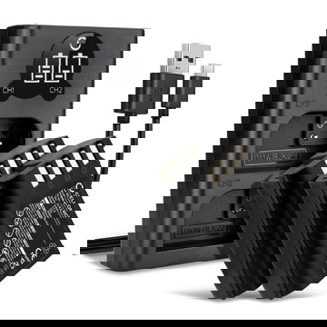 2x Batteria per Panasonic Lumix G9, GH5S, DC-S5, DC-S5K, DC-GH5 II, DMW-BLK22, DMW-BTC15 - DMW-BLK22 2250mAh + Caricabatteria doppio DMW-BTC15 Ricambio sostituzione scorta