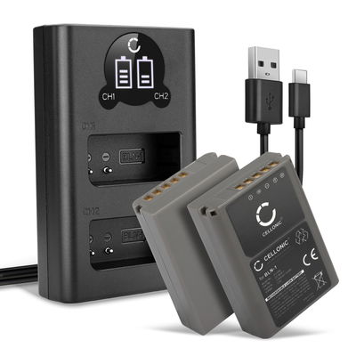 2x Batteria per Olympus OM-D E-M1 OM-D E-M5 Mark II Pen E-P5 Pen-F - BLN-1 1140mAh + Caricabatteria doppio BCN-1 Ricambio sostituzione scorta