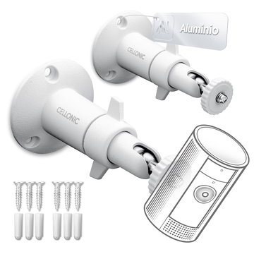 2x Supporto da parete per telecamera di videosorveglianza. con vite da 1/4" pollici di filettatura Arlo, Ring, Blink, Eufy, Reolink, Wyze, Zumimall staffa di montaggio inclinabile e rotante
