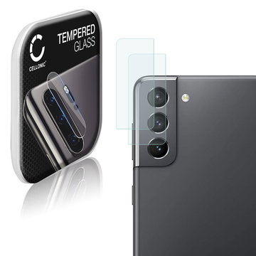 2x Vetrino protettivo CELLONIC per lenti di fotocamera del telefono smartphone Samsung Galaxy S21 (SM-G991) pellicola 9H 0,33mm Full Glue Trasparente