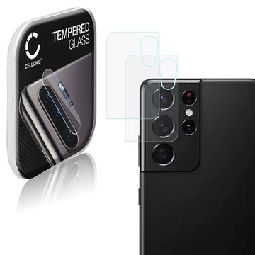 2x Vetrino protettivo CELLONIC per lenti di fotocamera del telefono smartphone Samsung Galaxy S21 Ultra (SM-G998) pellicola 9H 0,33mm Full Glue Trasparente