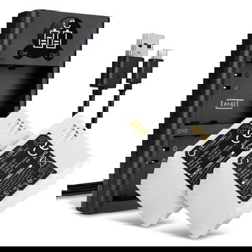 2x Batterie Arlo A-1, A-1B per Arlo Pro 2, Arlo Pro 1 da 2000mAh Ricambio per telecamera di sicurezza + Caricabatterie Doppio per videosorveglianza & sicurezza