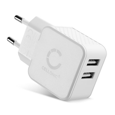 Caricatore USB rapido, adattatore di ricarica per 5V / 1A, 1000mA , colore bianco, 17W 3.4A 5V 2 per presa EU