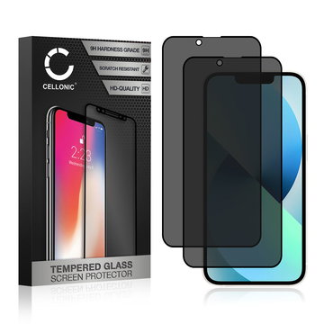 2x Vetro temperato CELLONIC per Apple iPhone 13, screen protector (Protezione da sguardi indiscreti 9H 0,33mm Full Glue) nero Pellicola salva schermo per telefono cellulare smartphone