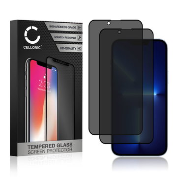 2x Vetro temperato CELLONIC per Apple iPhone 13 Pro, screen protector (Protezione da sguardi indiscreti 9H 0,33mm Full Glue) nero Pellicola salva schermo per telefono cellulare smartphone