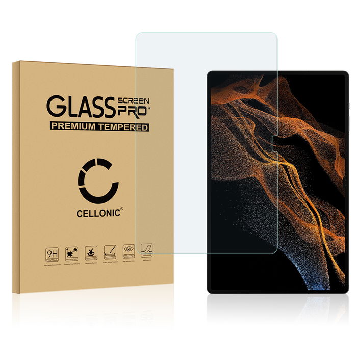 Vetrino protettivo 9H CELLONIC per tablet Samsung Galaxy Tab S8 ultra X906B, (2.5D Screen protector 0,33mm Full Glue), colore Trasparente, pellicola salva-schermo anche per e-reader