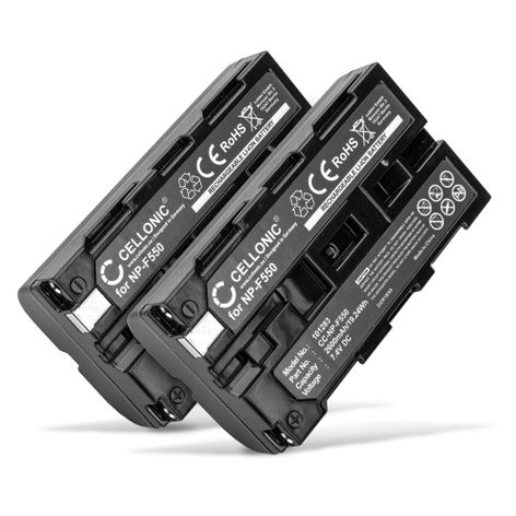 2x Batteria per Sony HDR-FX1 FX7 FX1000E DSR-PD150 PD170 DSR-250 DCR-VX1000 VX2100e VX2000 GV-D200 D800 NP-F550 F750 F330 (2600mAh, 7.4V) marca CELLONIC