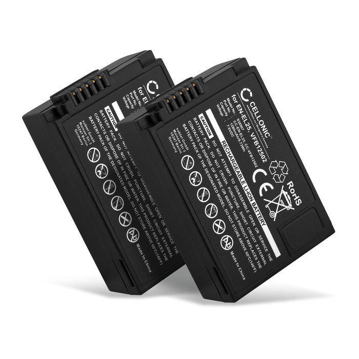 2x Batteria EN-EL25, VFB12502 per fotocamera Nikon Z fc / Z 50 / Z 30 Affidabile ricambio da 1280mAh, marca CELLONIC