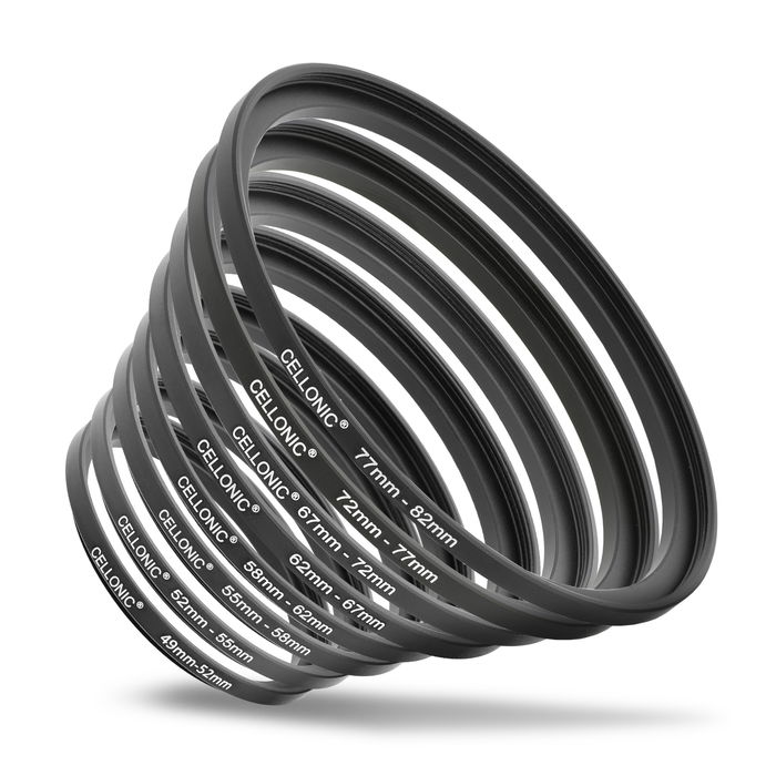 8x Anelli adattatori CELLONIC ‘step up’ per filtri e parasole di fotocamera con diametro più grande su obiettivo con ø filettatura inferiore