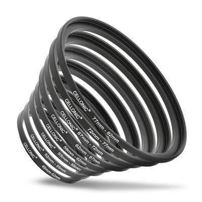 8x Anelli adattatori CELLONIC ‘step up’ per filtri e parasole di fotocamera con diametro più grande su obiettivo con ø filettatura inferiore