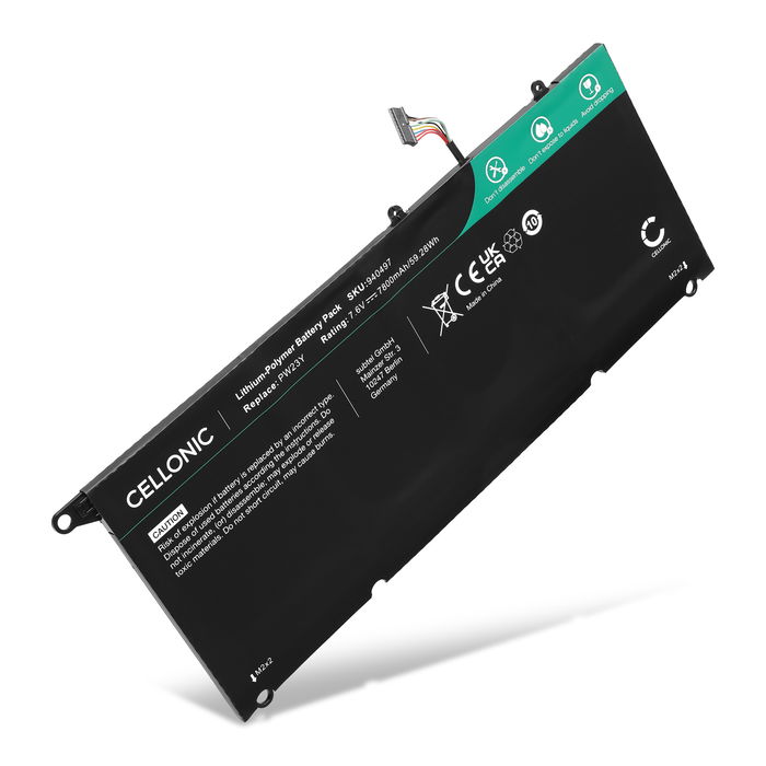 Batteria per portatile Dell XPS13 9360, PW23Y, TP1GT, RNP72, 0RNP72, 0PW23Y ricambio per laptop 7800mAh 7.6V 