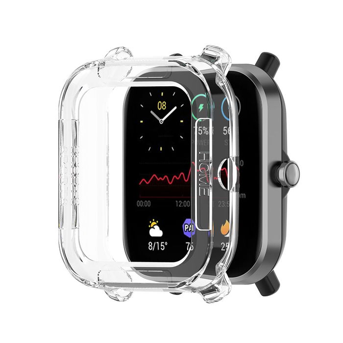 Protezione subtel in TPU per Amazfit GTS 2 mini custodia assorbi-urti per smartwatch, Trasparente, cover protettiva di bordi, ghiera, lunette e anse