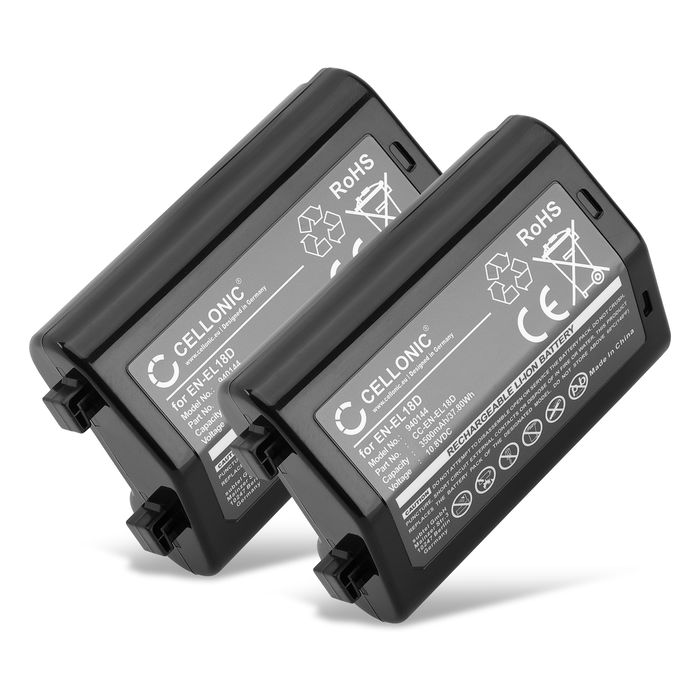 2x Battery for Nikon D6, Nikon Z 9 EN-EL18D (3500mAh, 10.8V) from CELLONIC