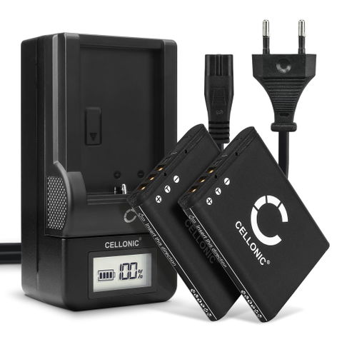 2x Batteria per Sanyo Xacti VPC-CA100, VPC-CA102, VPC-CG10 DB-L80 (740mAh, 3.7V) + Caricabatteria di CELLONIC