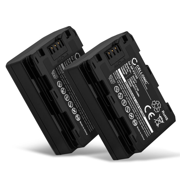 2x Batteria per Sony Alpha 7 IV Sony Alpha 6700 A6600 ILCE-6600 A7S III A9 (Alpha 9 / ILCE-9) NP-FZ100 (1600mAh, 7.2V) marca CELLONIC