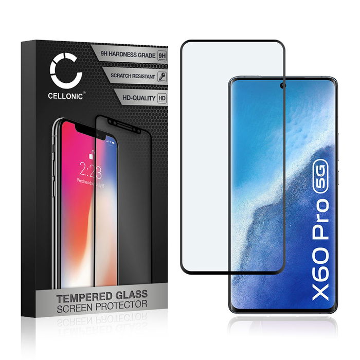 Vetro temperato CELLONIC per Vivo X60 Pro / X60 Pro 5G, screen protector (3D Full Cover 9H 0,33mm Full Glue) nero Pellicola salva schermo per telefono cellulare smartphone