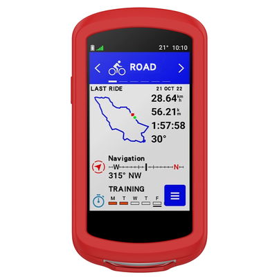 Protezione subtel silicone compatibile con Garmin Edge 1040 / Edge 1040 Solar Custodia cover in Silicone assorbi-urti, case per navigatore su bici, bumper rosso