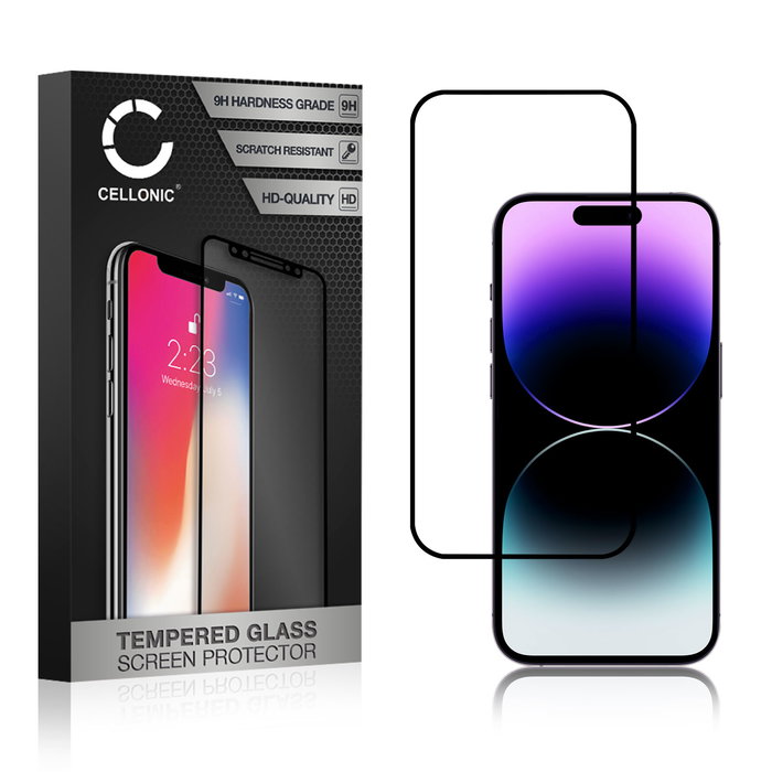 Vetro temperato CELLONIC per Apple iPhone 14 Pro, screen protector (3D Case-friendly 9H 0,33mm Full Glue) nero Pellicola salva schermo per telefono cellulare smartphone