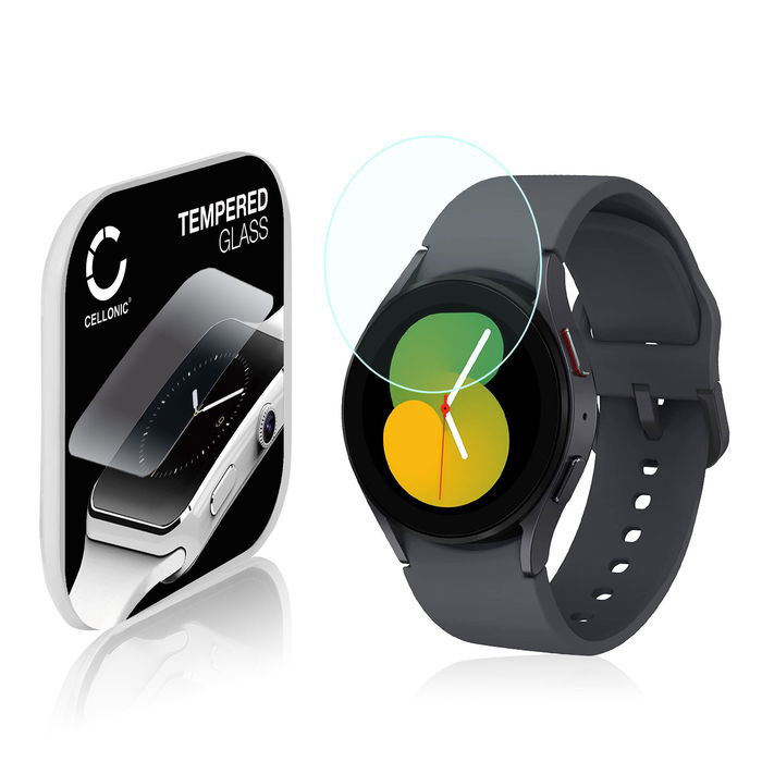 Vetrino protettivo 9H CELLONIC per Samsung Galaxy Watch 5 - 40mm, (2.5D Screen protector 0,30mm per smartwacht, braccialetto fitness Full Glue), colore Trasparente, pellicola salva-schermo di orologio smartwatch