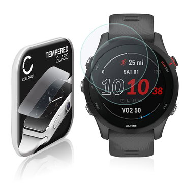2x Vetrino protettivo 9H CELLONIC per Suunto 7 / Forerunner 255, (2.5D Screen protector 0,30mm per smartwacht, braccialetto fitness Full Glue), colore Trasparente, pellicola salva-schermo di orologio smartwatch