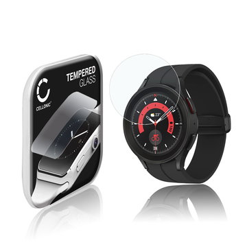 Vetrino protettivo 9H CELLONIC per Samsung Galaxy Watch 5 Pro, (2.5D Screen protector 0,30mm per smartwacht, braccialetto fitness Full Glue), colore Trasparente, pellicola salva-schermo di orologio smartwatch