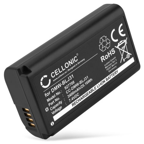 Batteria per Panasonic Lumix DC-S1 Lumix DC-S1H Lumix DC-S1R Lumix S1 Lumix S1H Lumix S1R DMW-BLJ31 (3400mAh, 7.4V) marca CELLONIC