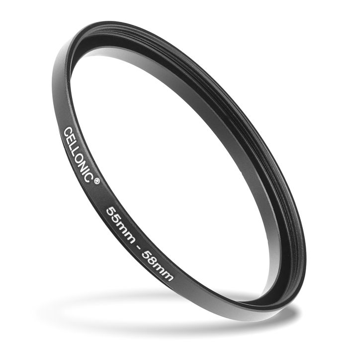 Anello adattatore 55mm->58mm CELLONIC ‘step up’ per filtro e parasole di fotocamera Canon, Nikon, Sony, Olympus con diametro più grande su obiettivo con ø più piccolo