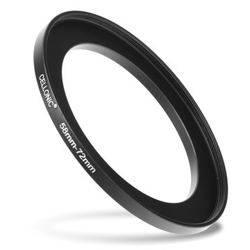 Anello adattatore 58mm->72mm CELLONIC ‘step up’ per filtro e parasole di fotocamera Canon, Nikon, Sony, Olympus con diametro più grande su obiettivo con ø più piccolo