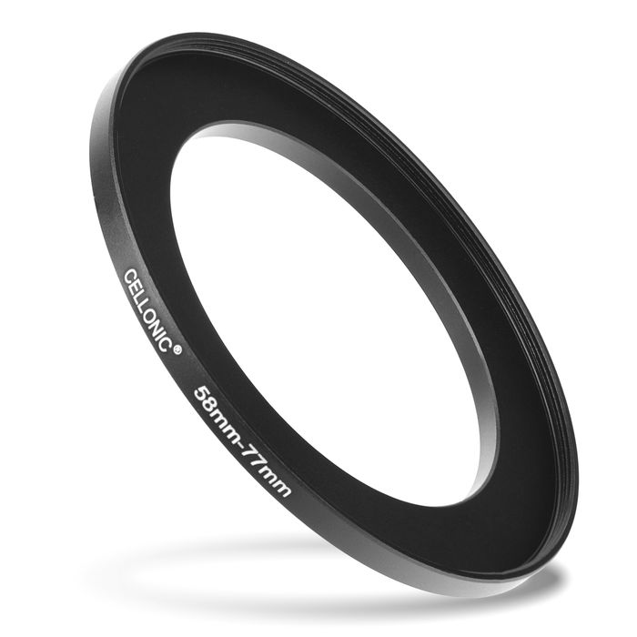 Anello adattatore 58mm->77mm CELLONIC ‘step up’ per filtro e parasole di fotocamera Canon, Nikon, Sony, Olympus con diametro più grande su obiettivo con ø più piccolo