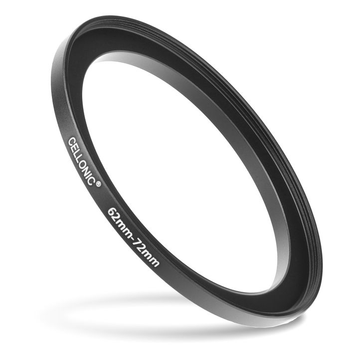 Anello adattatore 62mm->72mm CELLONIC ‘step up’ per filtro e parasole di fotocamera Canon, Nikon, Sony, Olympus con diametro più grande su obiettivo con ø più piccolo
