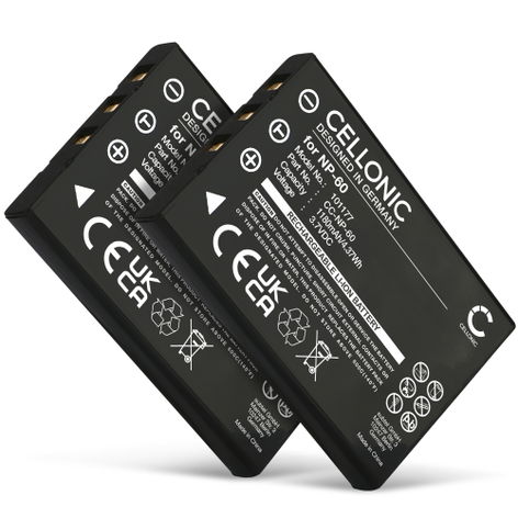 2x Batteria per Fuji FinePix M603, F401, F410, F601 NP-60 (1180mAh, 3.7V) di CELLONIC