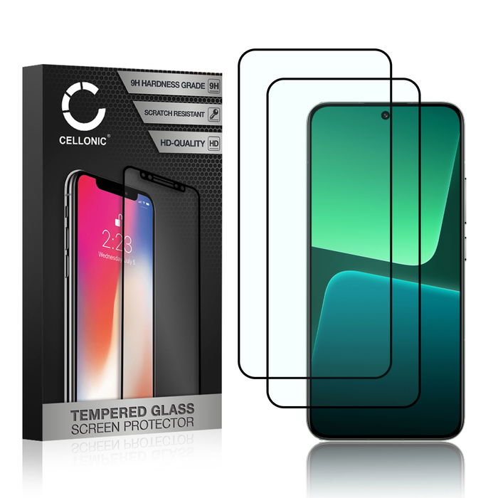 2x Vetro temperato CELLONIC per Xiaomi 13, screen protector (3D Case-friendly 9H 0,33mm Full Glue) nero Pellicola salva schermo per telefono cellulare smartphone