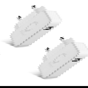 2x Caricatore USB rapido, adattatore di ricarica per 5V / 1A, 1000mA , colore bianco, 12W 2.4A 5V 2 per presa EU