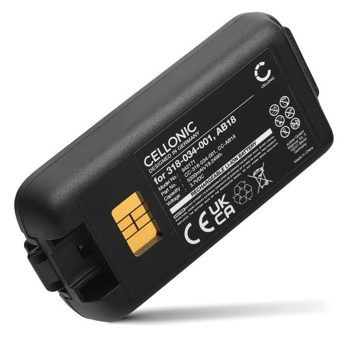 Batteria 318-034-001 per lettore di codici a barra Intermec CK3, CK3B, CK3X, CK3R, CK3A, CK3N, CK3N1, CK3C, CK3C1, EDA61K 5200mAh 3.7V marca CELLONIC