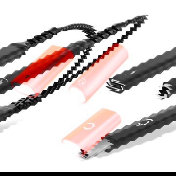 Adattatore da USB C a jack e ricarica rapida da 60 W, adattatore 2in1 da tipo C a cuffie da 3,5 mm - Rosso