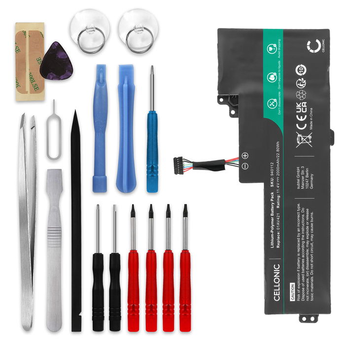 Batteria per portatile Lenovo ThinkPad T480, T470, T470s, T470p, A485, A258, 25, A475, 01AV421 ricambio per laptop 2000mAh 11.4V + Set di strumento