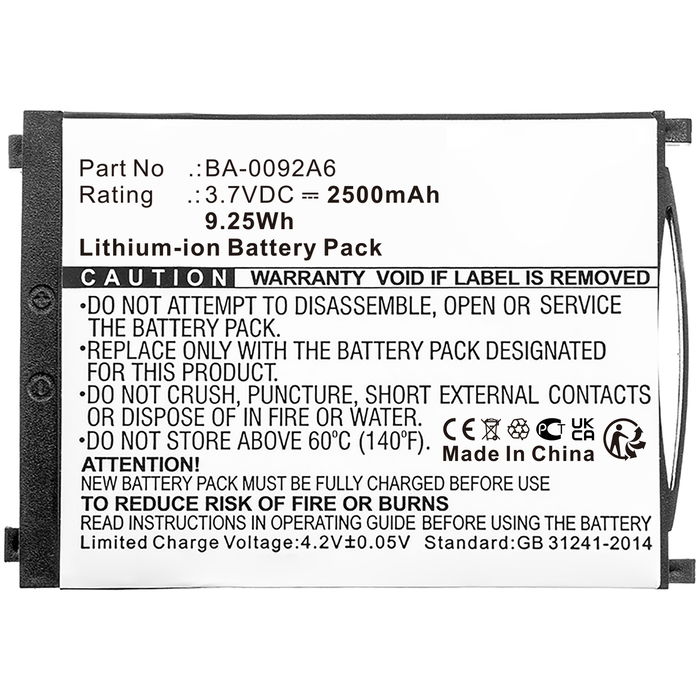 Batteria BA-0092A6 per lettore di codici a barra Cipherlab RS31 2500mAh 3.7V CELLONIC