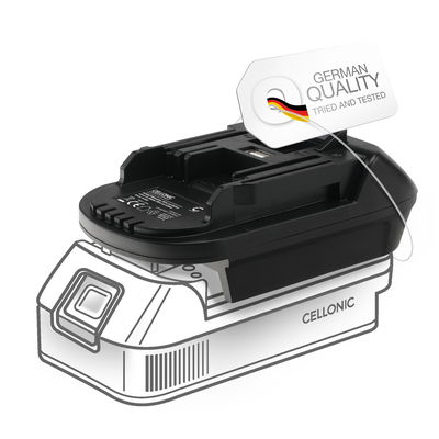 DeWalt 18V-20V or Milwaukee 18V to Makita 18V Li-ion Battery Adapter Converter DM18M from CELLONIC