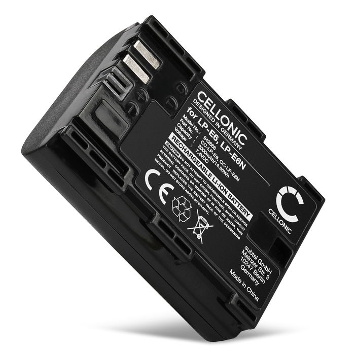 Batteria LP-E6P per Canon EOS 80D, 70D, 60D, 7D, 6D, 5DS, EOS 5D Mark IV, III, II, R5 Mark II 2000mAh marca CELLONIC
