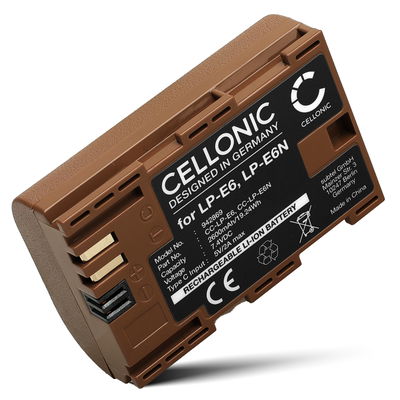 Batteria per Canon EOS 80D, 70D, 60D, 7D, 6D, 5DS, EOS 5D Mark IV, III, II TLP-E6P (2600mAh, 7.4V) marca CELLONIC