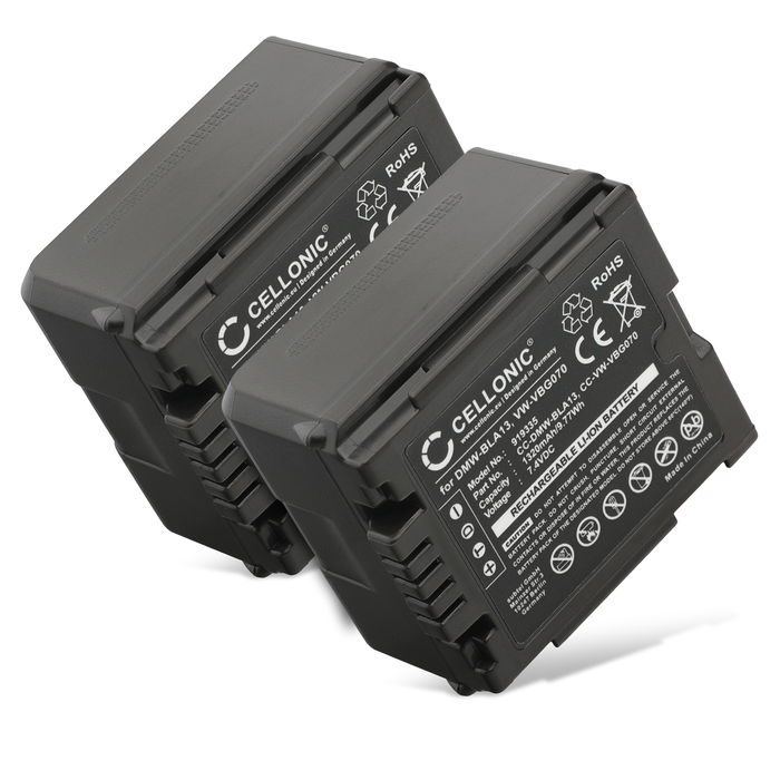 2x Batteria per Panasonic HDC-SD100, HDC-SD10, -SD707, -SD600, HDC-TM700, Lumix DMC-L10 1320mAh da CELLONIC